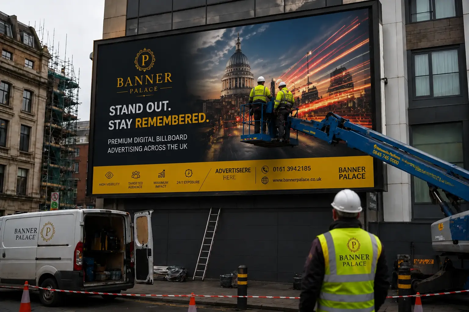 large format billboard printing UK vinyl banner installation outdoor